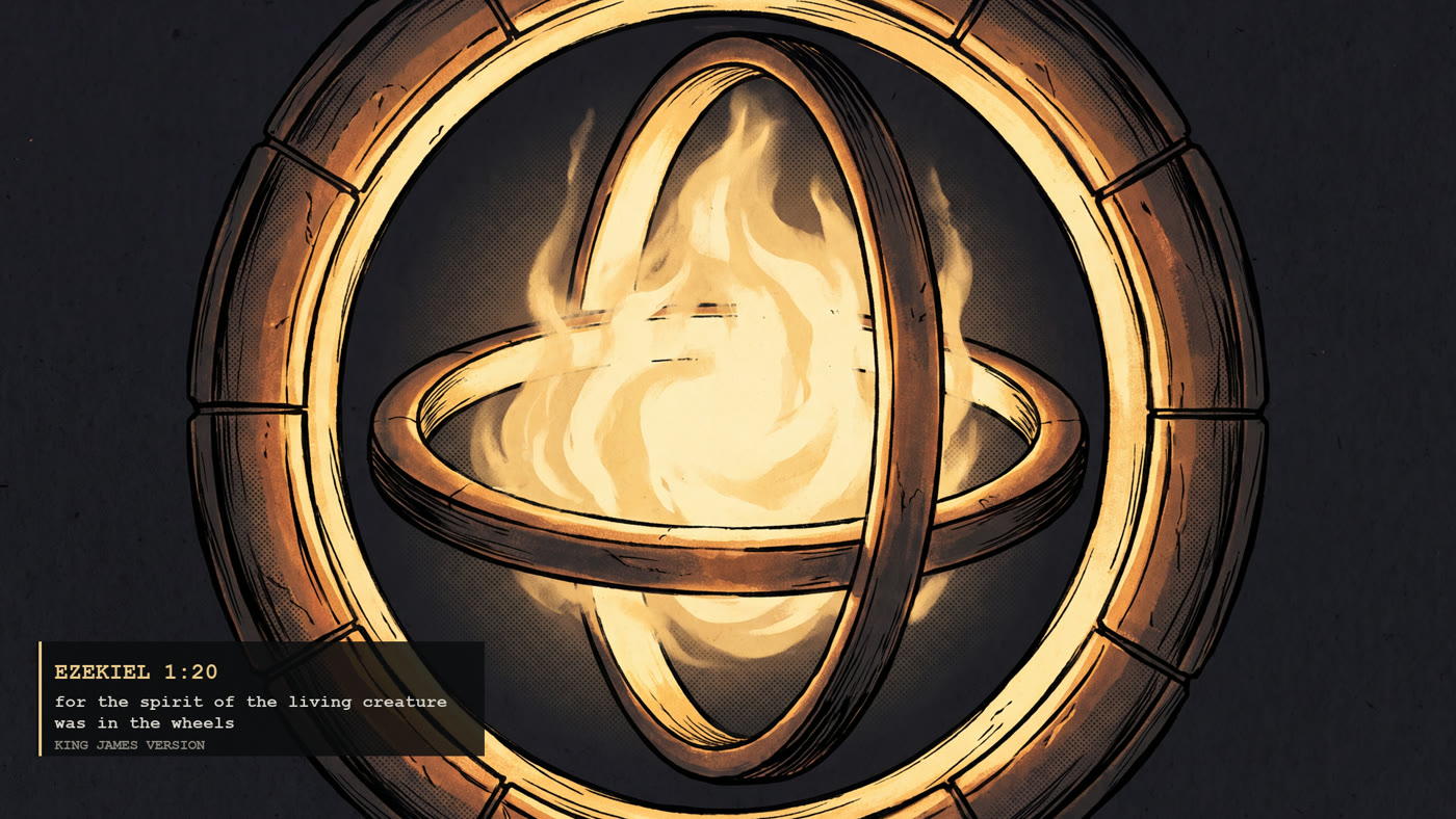 Ezekiel 1:20 — "for the spirit of the living creature was in the wheels"